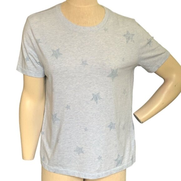 Splendid Star Print Short Sleeve Crew Neck Tee Womens Sz M Blue 139J - Picture 1 of 8